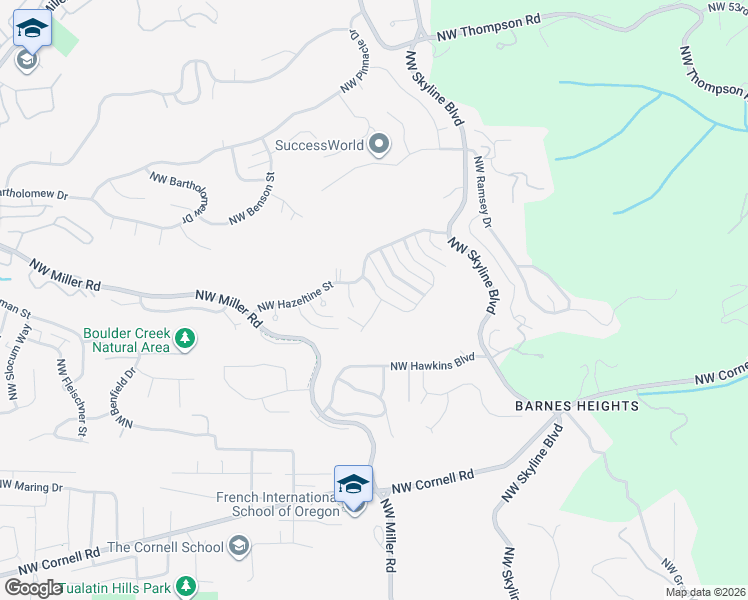 map of restaurants, bars, coffee shops, grocery stores, and more near 1817 Northwest Cedar Ridge Drive in Portland