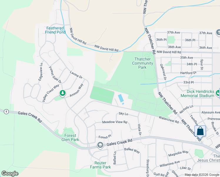 map of restaurants, bars, coffee shops, grocery stores, and more near 504 Ruca Court in Forest Grove