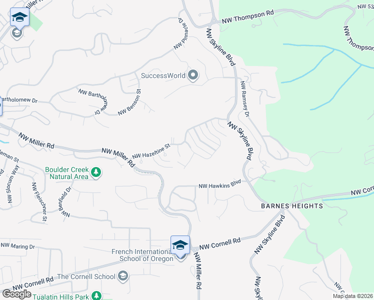 map of restaurants, bars, coffee shops, grocery stores, and more near 1817 Northwest Cedar Ridge Drive in Portland