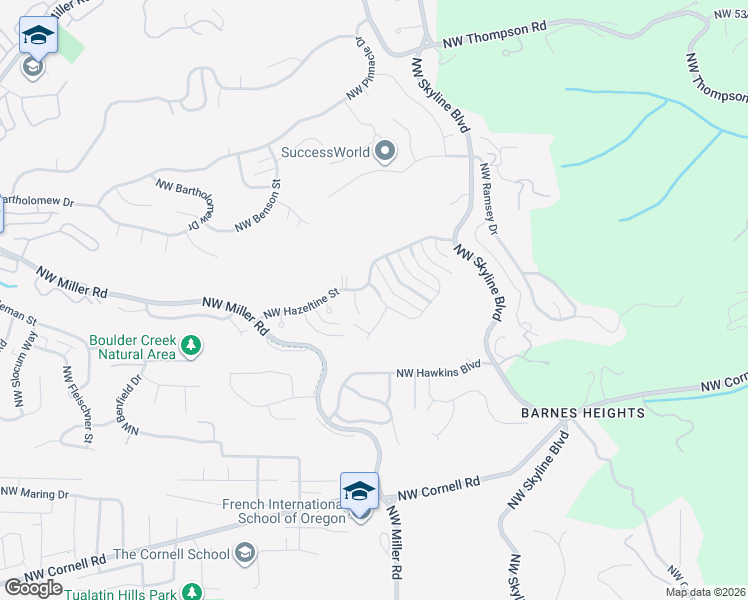map of restaurants, bars, coffee shops, grocery stores, and more near 1817 Northwest Cedar Ridge Drive in Portland
