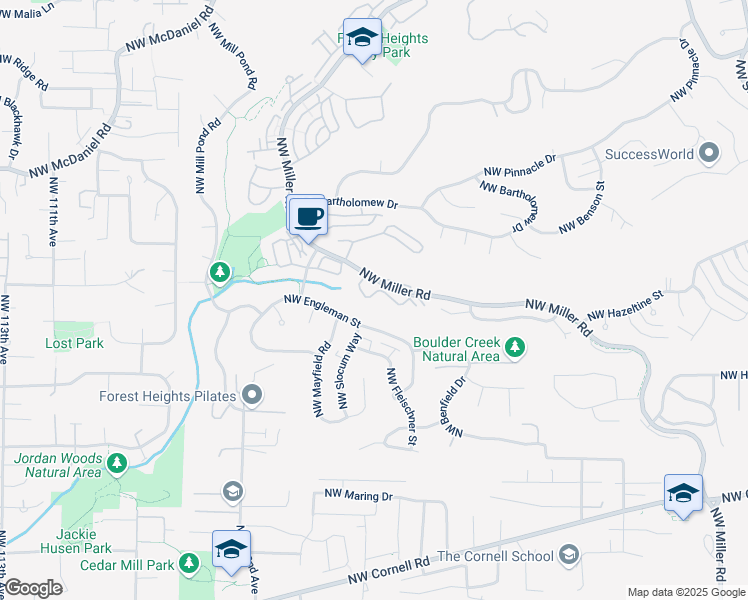 map of restaurants, bars, coffee shops, grocery stores, and more near 9636 Northwest Miller Hill Drive in Portland