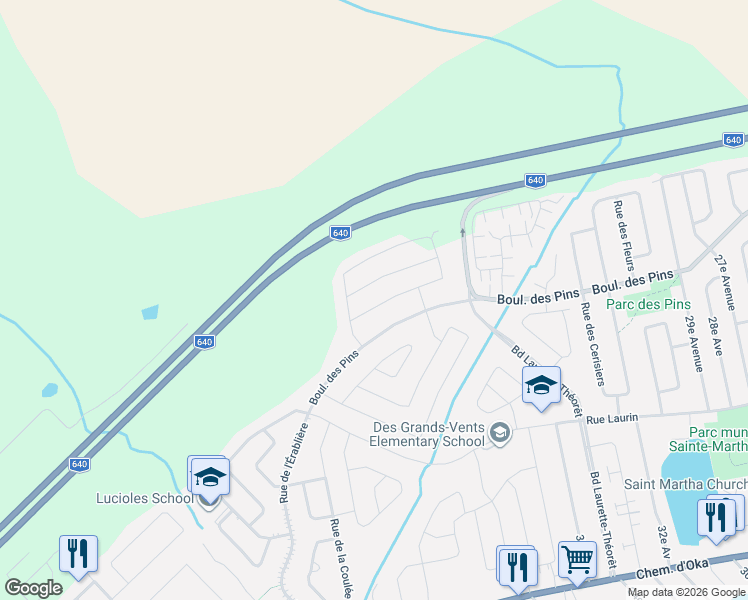 map of restaurants, bars, coffee shops, grocery stores, and more near 541 Rue du Muscat in Sainte-Marthe-sur-le-Lac