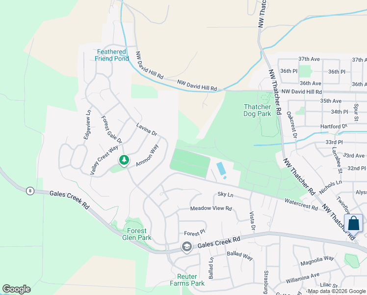 map of restaurants, bars, coffee shops, grocery stores, and more near 3317 Lavina Drive in Forest Grove