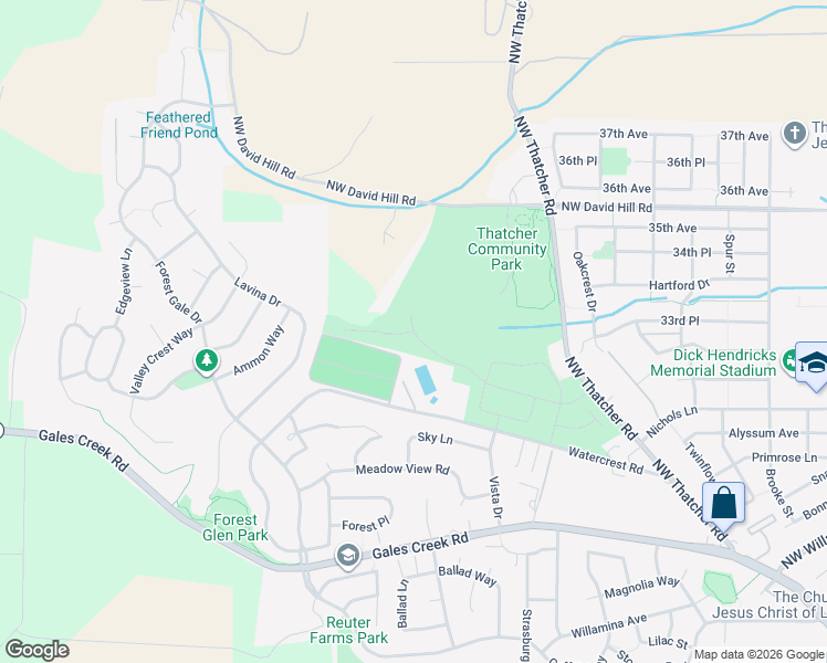 map of restaurants, bars, coffee shops, grocery stores, and more near 731 Glade Avenue in Forest Grove