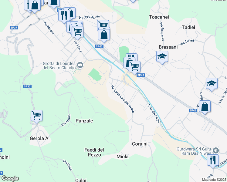 map of restaurants, bars, coffee shops, grocery stores, and more near 49 Via Cima Carega in Chiampo