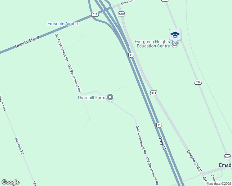 map of restaurants, bars, coffee shops, grocery stores, and more near 191 Old Government Road in Emsdale