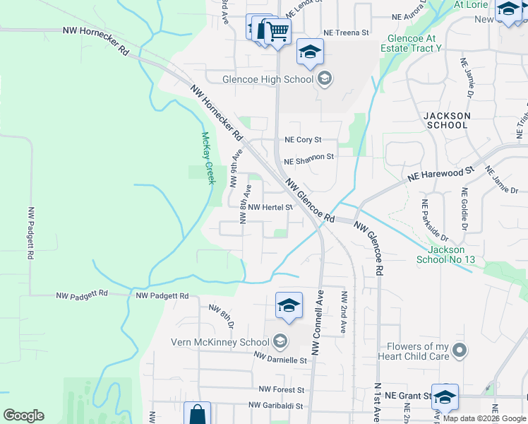 map of restaurants, bars, coffee shops, grocery stores, and more near 698 Northwest Hertel Street in Hillsboro