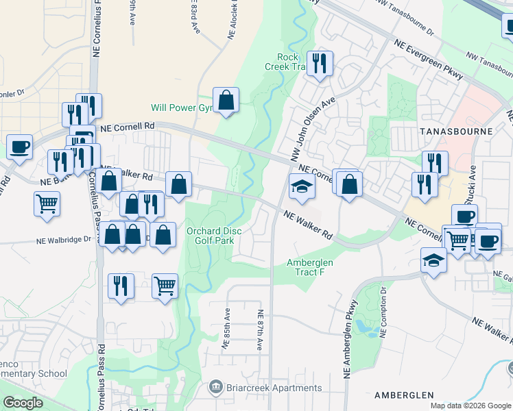 map of restaurants, bars, coffee shops, grocery stores, and more near 2197 Northeast Sheffield Ave in Beaverton