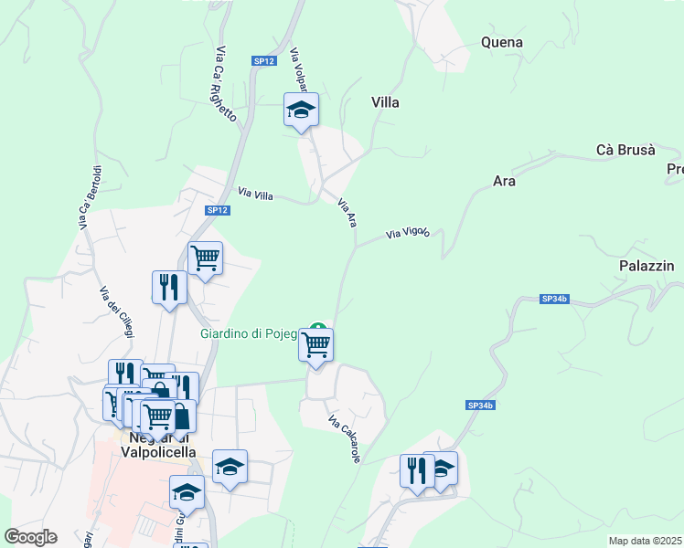map of restaurants, bars, coffee shops, grocery stores, and more near 15 Via Poiega in Negrar di Valpolicella