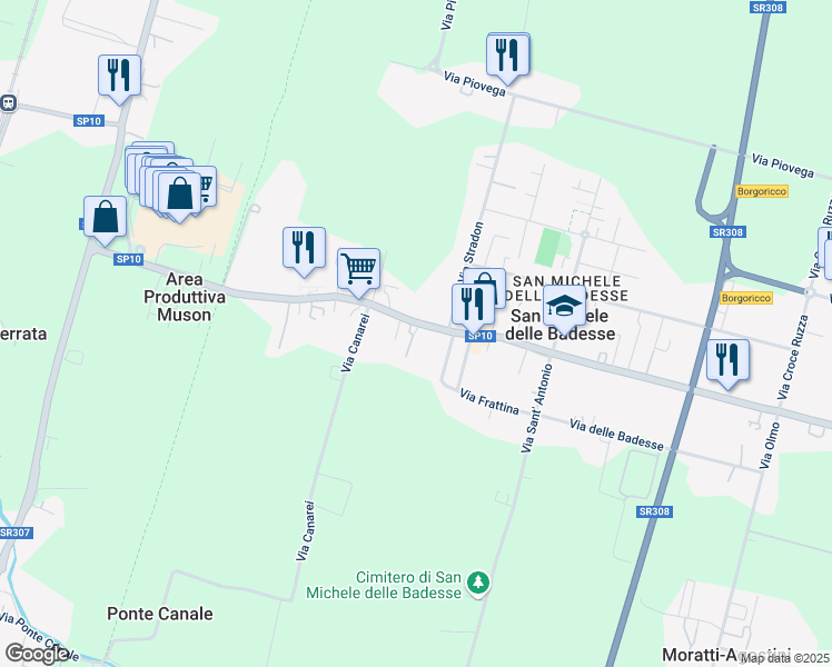 map of restaurants, bars, coffee shops, grocery stores, and more near 471 Via Desman in San Michele delle Badesse