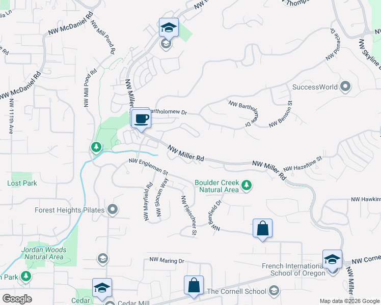 map of restaurants, bars, coffee shops, grocery stores, and more near 1940 Northwest Miller Road in Portland