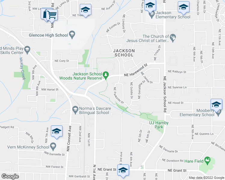 map of restaurants, bars, coffee shops, grocery stores, and more near 1575 Northeast Parkside Drive in Hillsboro