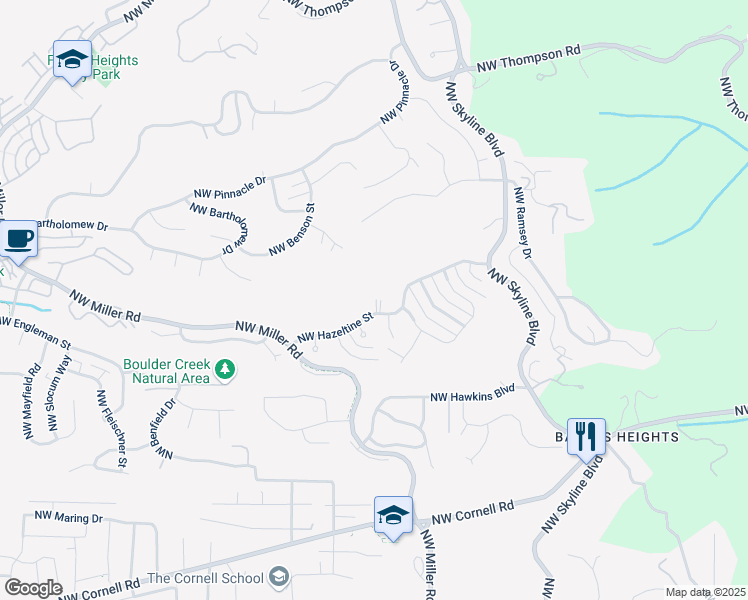 map of restaurants, bars, coffee shops, grocery stores, and more near 8501 Northwest Hazeltine Street in Portland