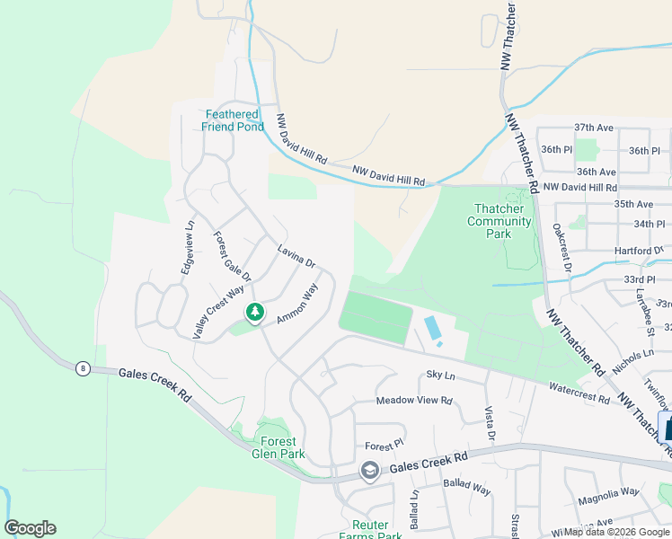 map of restaurants, bars, coffee shops, grocery stores, and more near 3333 Lavina Drive in Forest Grove