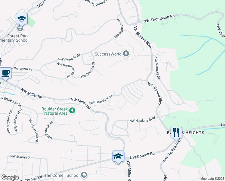 map of restaurants, bars, coffee shops, grocery stores, and more near 8501 Northwest Hazeltine Street in Portland