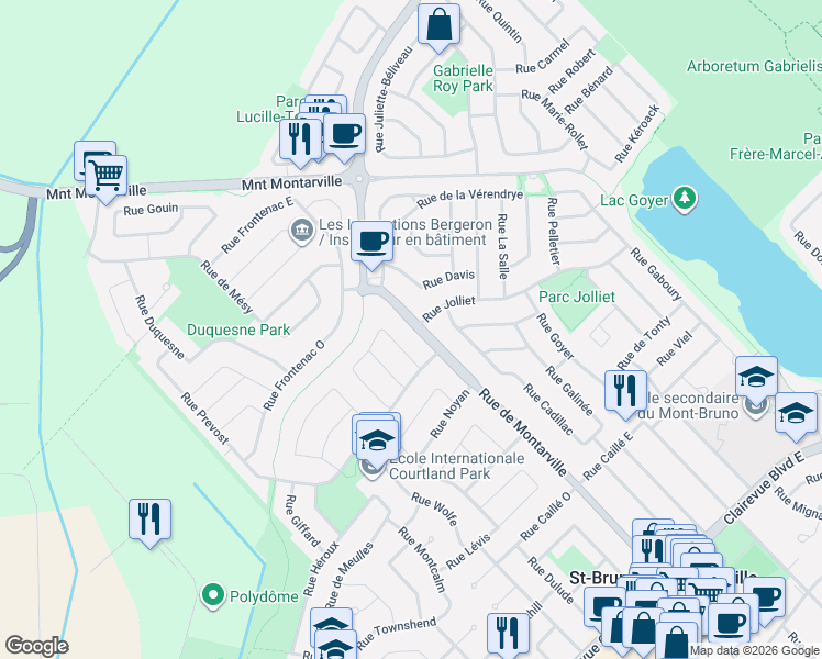 map of restaurants, bars, coffee shops, grocery stores, and more near 929 Rue de Montarville in Saint-Bruno-de-Montarville