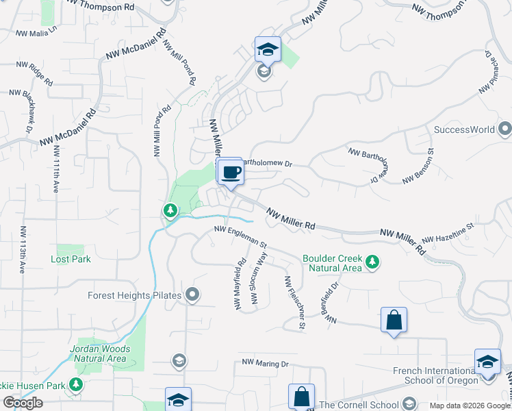 map of restaurants, bars, coffee shops, grocery stores, and more near 9904 Northwest Abbey Road in Portland
