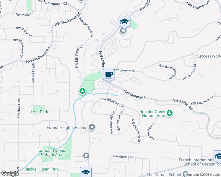 map of restaurants, bars, coffee shops, grocery stores, and more near 1903 Northwest Yorkshire Lane in Portland