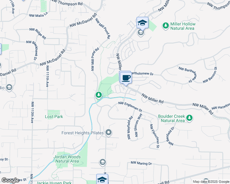 map of restaurants, bars, coffee shops, grocery stores, and more near Northwest Village Circle in Portland