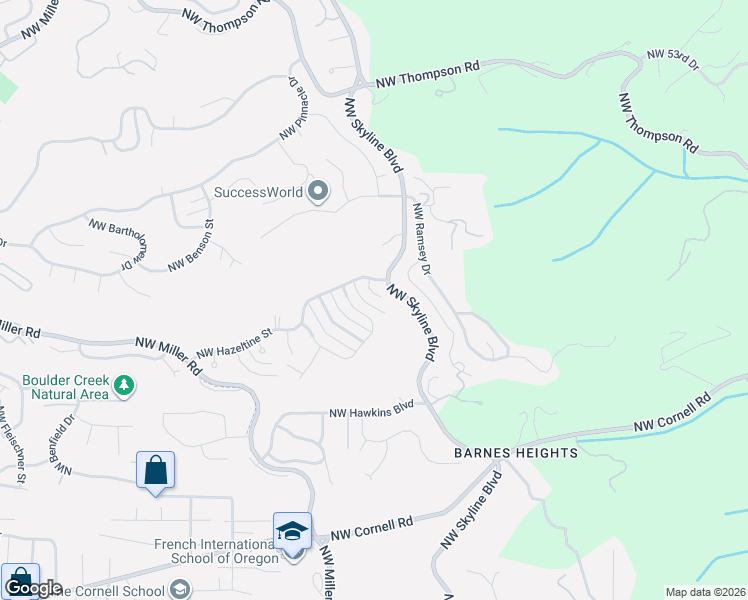 map of restaurants, bars, coffee shops, grocery stores, and more near 1937 Northwest Tivoli Lane in Portland