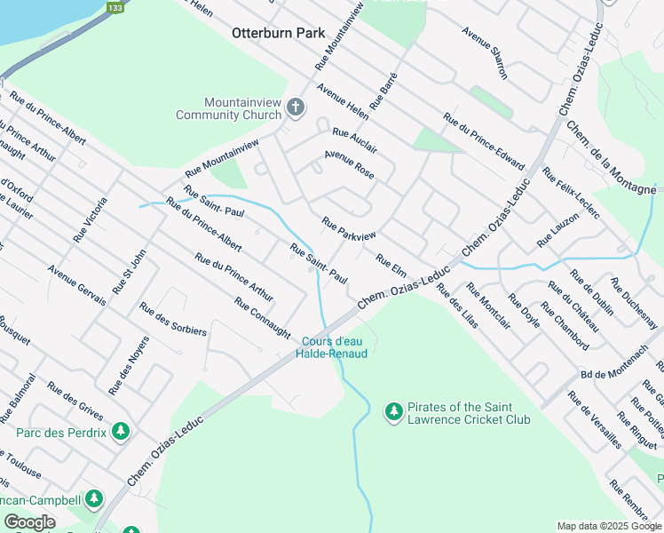 map of restaurants, bars, coffee shops, grocery stores, and more near 85 Rue Saint- Paul in Otterburn Park