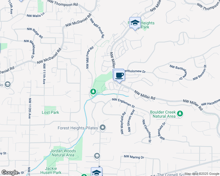 map of restaurants, bars, coffee shops, grocery stores, and more near Northwest Village Circle in Portland