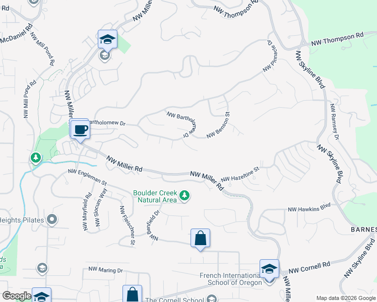 map of restaurants, bars, coffee shops, grocery stores, and more near 1929 Northwest Norfolk Court in Portland