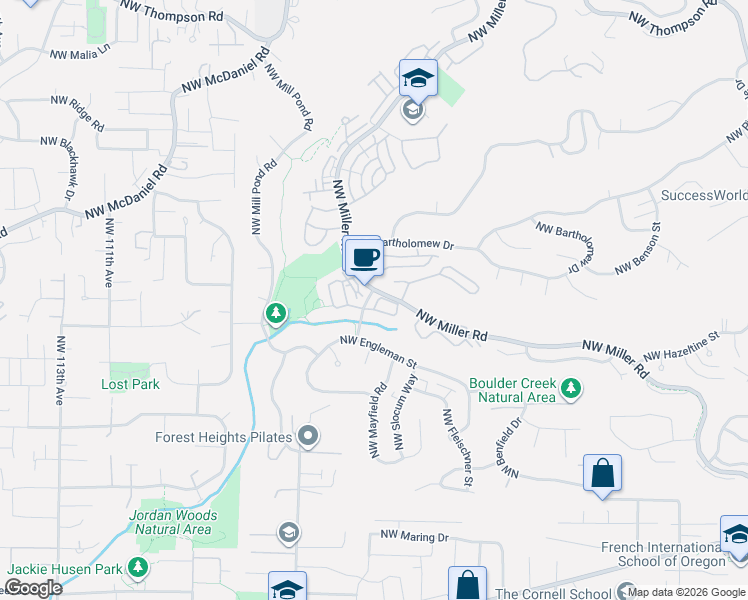 map of restaurants, bars, coffee shops, grocery stores, and more near 1915 Northwest Yorkshire Lane in Portland