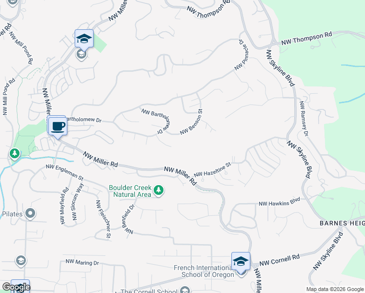 map of restaurants, bars, coffee shops, grocery stores, and more near 1906 Northwest Norfolk Court in Portland