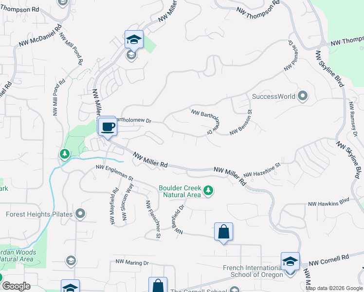 map of restaurants, bars, coffee shops, grocery stores, and more near 1927 Northwest New Hope Court in Portland