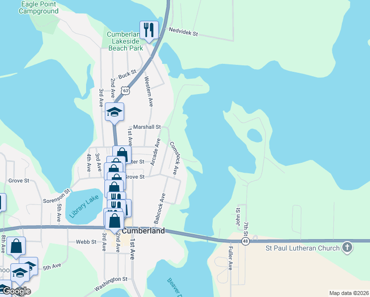 map of restaurants, bars, coffee shops, grocery stores, and more near 1480 Comstock Avenue in Cumberland