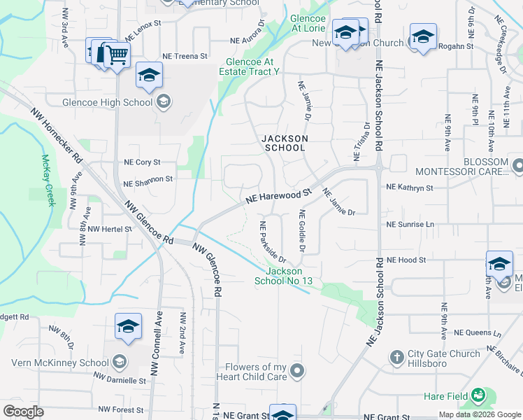 map of restaurants, bars, coffee shops, grocery stores, and more near 1690 Northeast Parkside Drive in Hillsboro