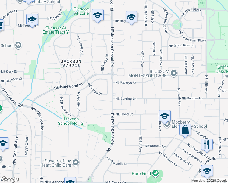 map of restaurants, bars, coffee shops, grocery stores, and more near 1670 Northeast Jackson School Road in Hillsboro