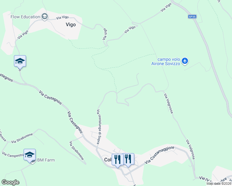 map of restaurants, bars, coffee shops, grocery stores, and more near 33 Via Costalunga Sotto in Provincia di Vicenza