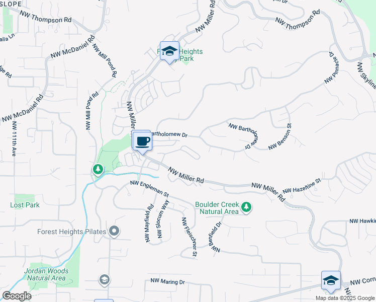 map of restaurants, bars, coffee shops, grocery stores, and more near 1940 Northwest Miller Road in Portland