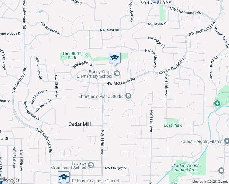map of restaurants, bars, coffee shops, grocery stores, and more near 2413 Northwest Byrne Terrace in Portland