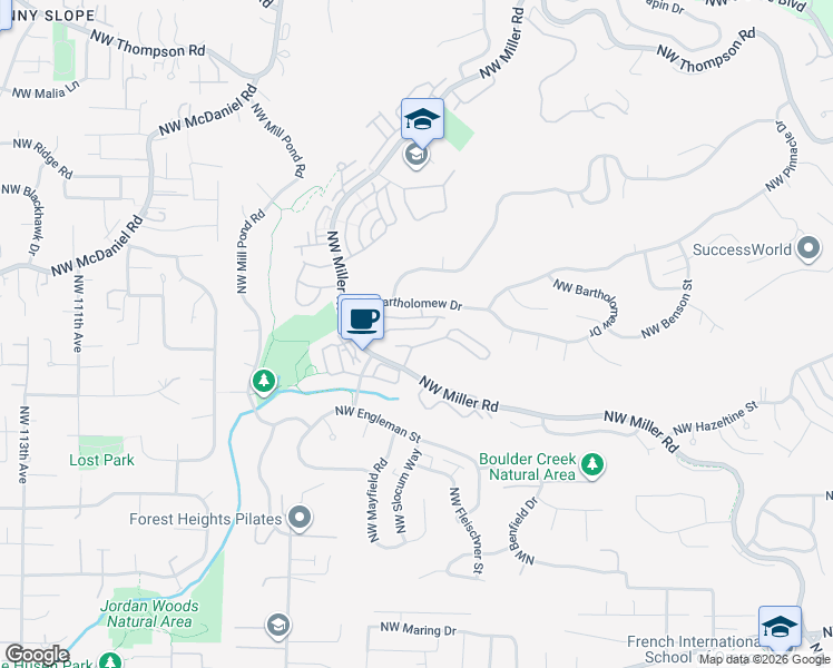 map of restaurants, bars, coffee shops, grocery stores, and more near 9841 Northwest Silver Ridge Loop in Portland
