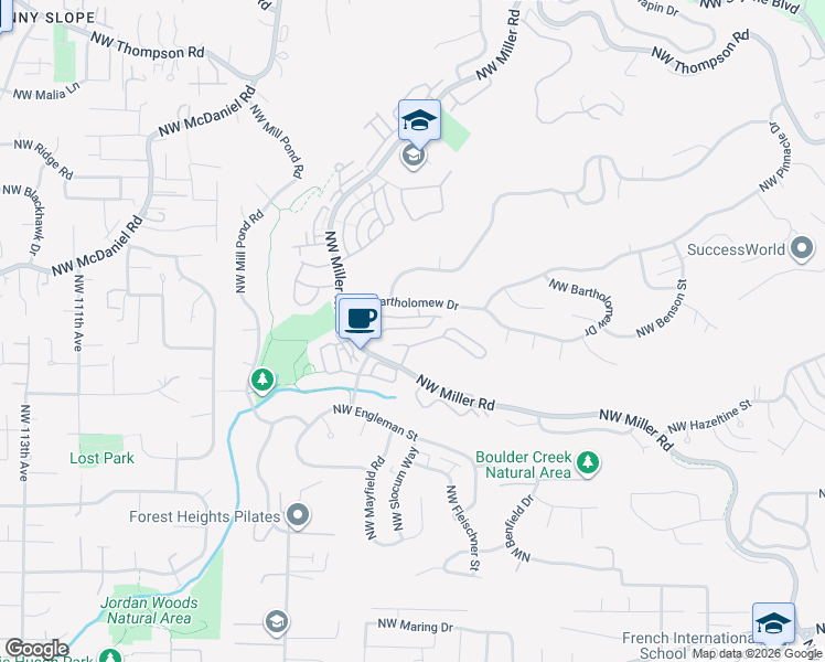 map of restaurants, bars, coffee shops, grocery stores, and more near 9841 Northwest Silver Ridge Loop in Portland
