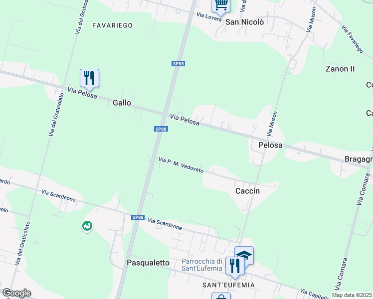 map of restaurants, bars, coffee shops, grocery stores, and more near 74 Via Pelosa in Gasparini
