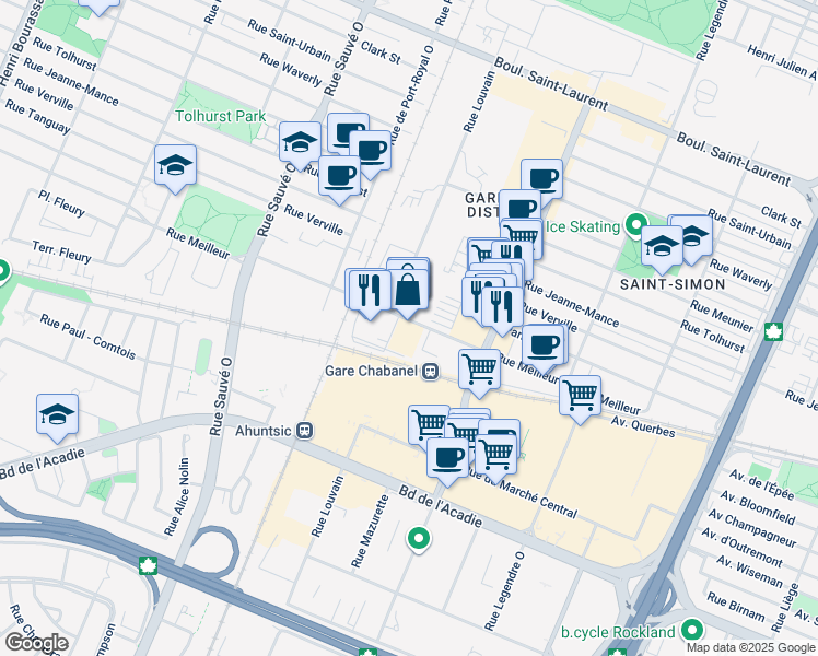 map of restaurants, bars, coffee shops, grocery stores, and more near 9500 Rue Meilleur in Montréal
