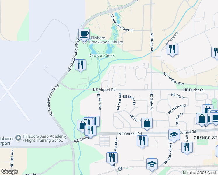 map of restaurants, bars, coffee shops, grocery stores, and more near 1910 Northeast 49th Way in Hillsboro