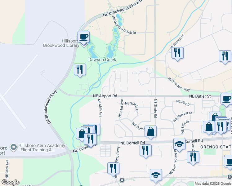 map of restaurants, bars, coffee shops, grocery stores, and more near 1935 Northeast 51st Avenue in Hillsboro