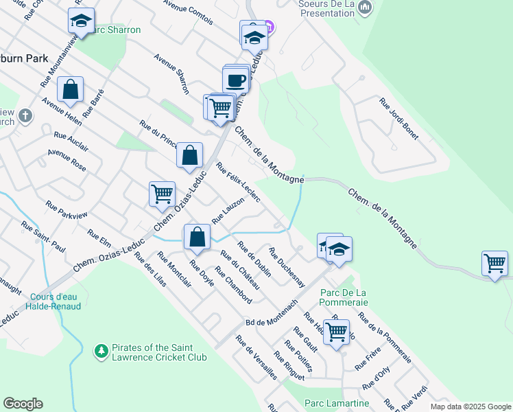 map of restaurants, bars, coffee shops, grocery stores, and more near 624 Rue Félix-Leclerc in Mont-Saint-Hilaire