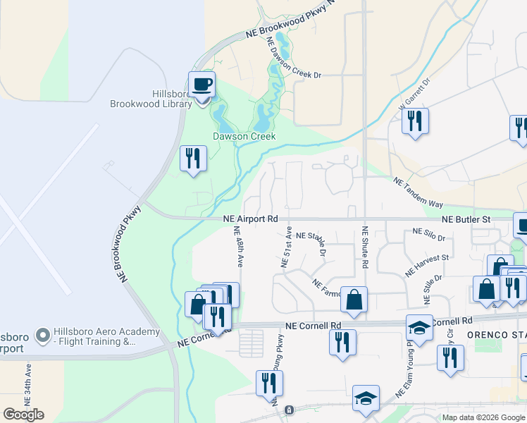 map of restaurants, bars, coffee shops, grocery stores, and more near 1922 Northeast 49th Way in Hillsboro