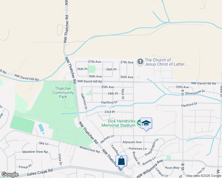 map of restaurants, bars, coffee shops, grocery stores, and more near 1164 35th Avenue in Forest Grove
