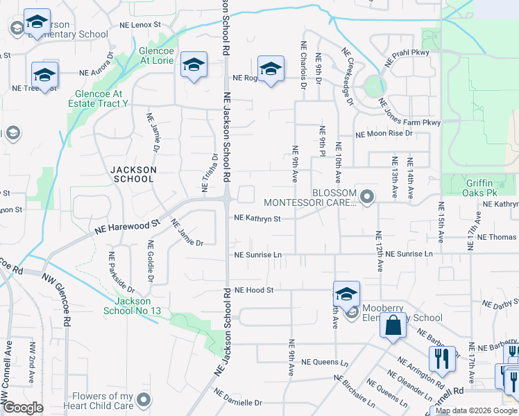 map of restaurants, bars, coffee shops, grocery stores, and more near 1932 Northeast Harewood Place in Hillsboro