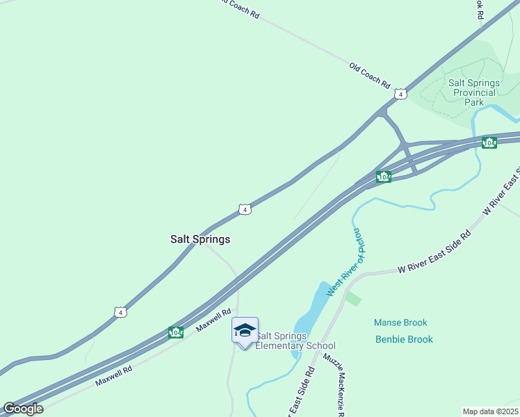 map of restaurants, bars, coffee shops, grocery stores, and more near 2364 Nova Scotia Trunk 4 in Salt Springs