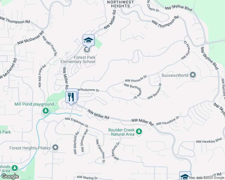 map of restaurants, bars, coffee shops, grocery stores, and more near 9428 Northwest Hopedale Court in Portland