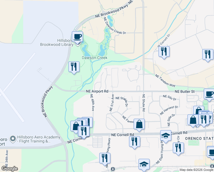 map of restaurants, bars, coffee shops, grocery stores, and more near 1935 Northeast 51st Avenue in Hillsboro