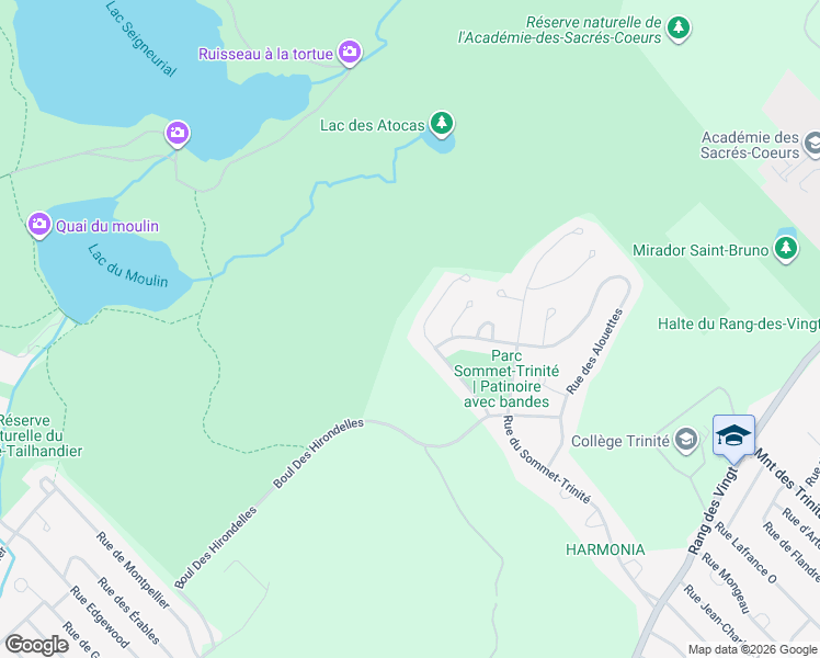 map of restaurants, bars, coffee shops, grocery stores, and more near 140 Rue des Roitelets in Saint-Bruno-de-Montarville